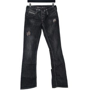 Guess Black Jeans Size 27 Embellished Low Rise Boot Cut Premium Cross Pocket